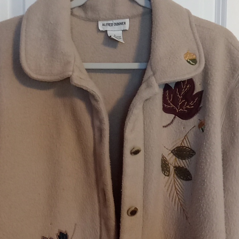 Alfred Dunner Beige Embroidered Teddy Jacket - Picture 3 of 5